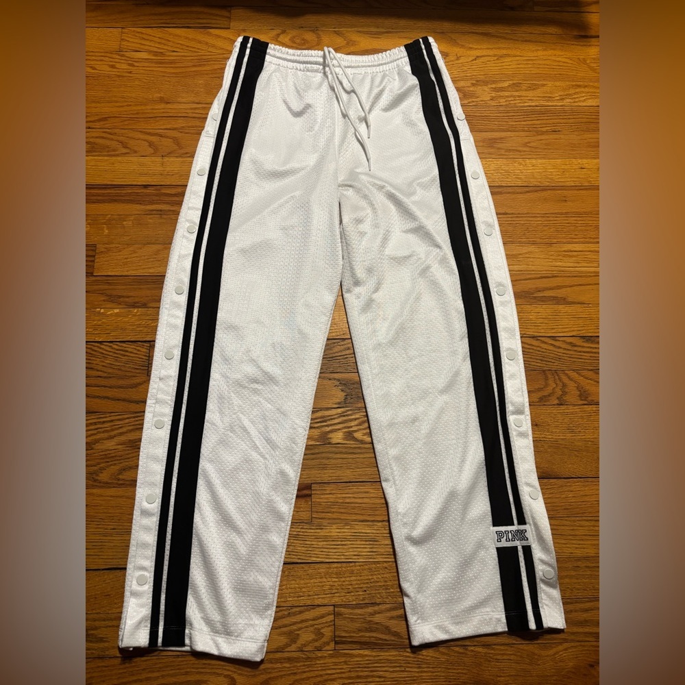 Victoria Secret White Track Pants with Black Stripes